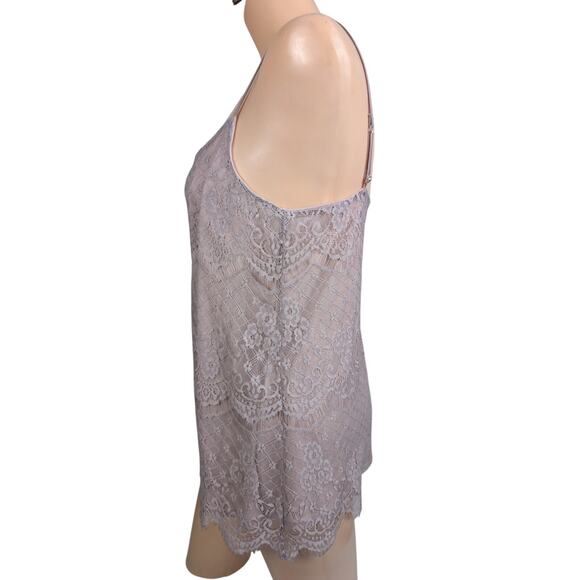 Pink Floral Crochet Lace Cami Top Mesh Medium Y2K Coquette Fairy Dainty Ethereal - Picture 2 of 7